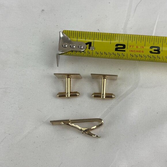 Gold-Plated Monogrammed "E" Cufflinks & Tie Clip Set - Picture 5 of 5